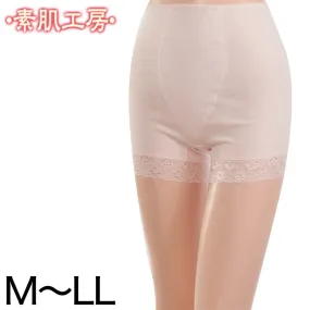 1分丈パンツ インナーパンツ 綿100% M～LL (下着 肌着 ペチパンツ 1分丈 スパッツ ズボン下 レディース ボトム インナー ひざ上 透け防止 タップパンツ) (在庫限り)