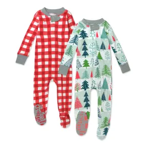 2-Pack Organic Cotton Holiday Snug-Fit Footed Pajamas