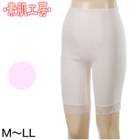 5分丈パンツ インナーパンツ 綿100% M～LL (下着 肌着 5分丈 ズボン下 スパッツ レディース ボトム インナー ひざ丈 透け防止) (在庫限り)