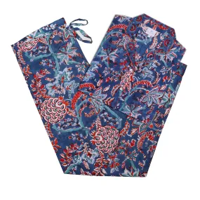 Bhawani Blue Floral Cotton Pajamas