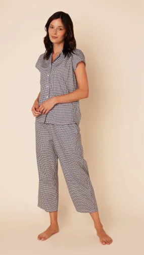 CAT'S PAJAMAS - CLASSIC GINGHAM LUXE PIMA COTTON CAPRIS PAJAMA