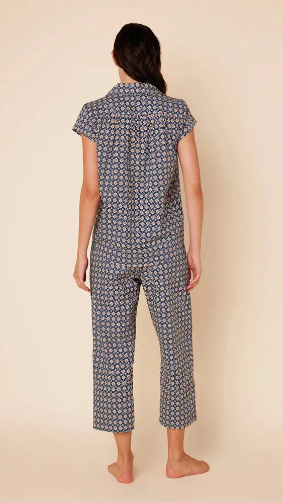 CAT'S PAJAMAS - NEWPORT DAISY LUXE PIMA COTTON CAPRIS PAJAMA