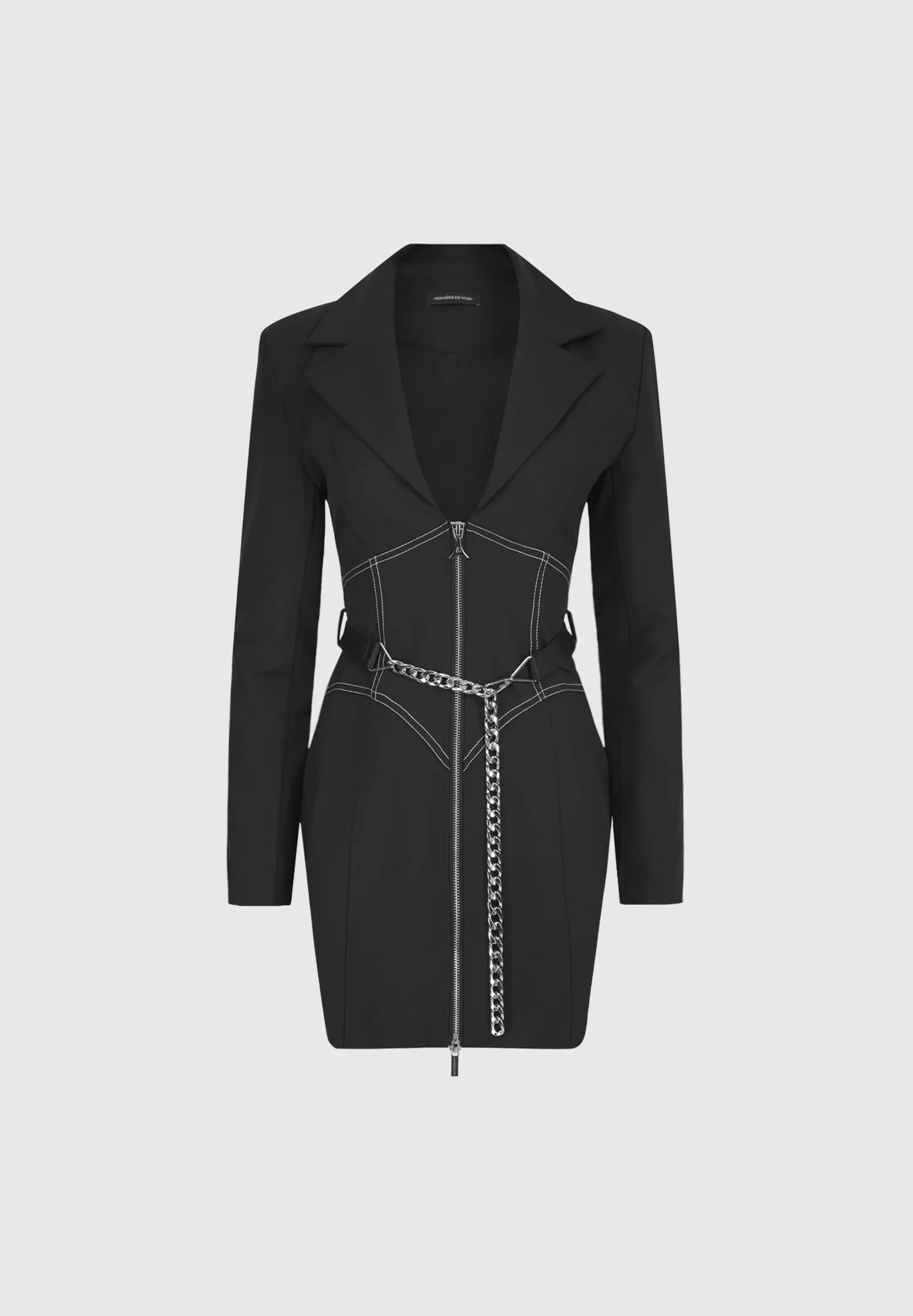 Corset Blazer Dress with Chain - Black