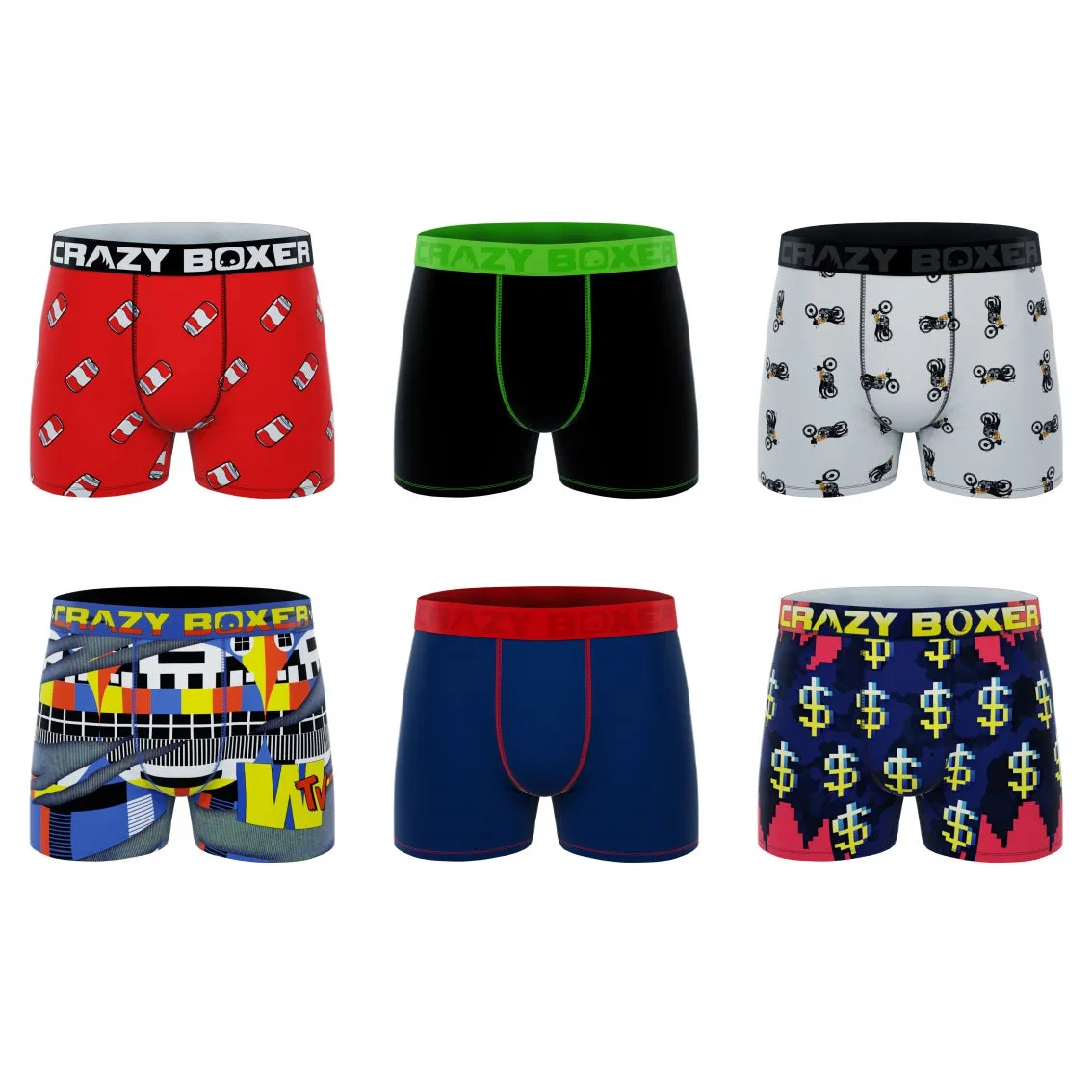 CRAZYBOXER Jet Men's Boxer Briefs (6 Pack)