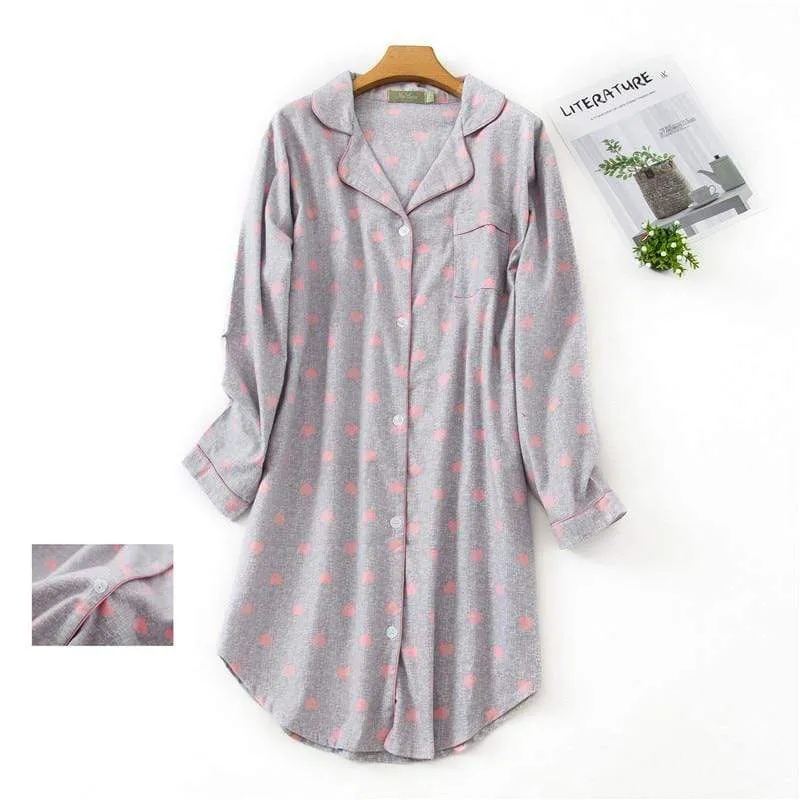 Flannel Nightdress Plus Size Women Sleepwear