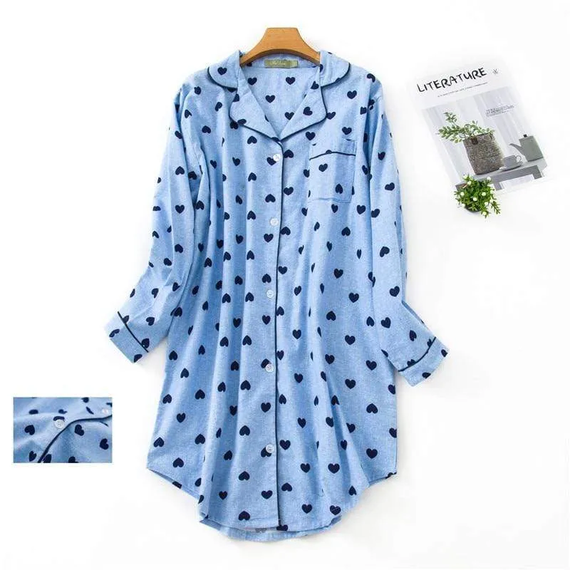 Flannel Nightdress Plus Size Women Sleepwear