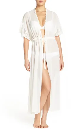 Flora Nikrooz Women's Gardenia Chiffon Robe, Ivory, Small