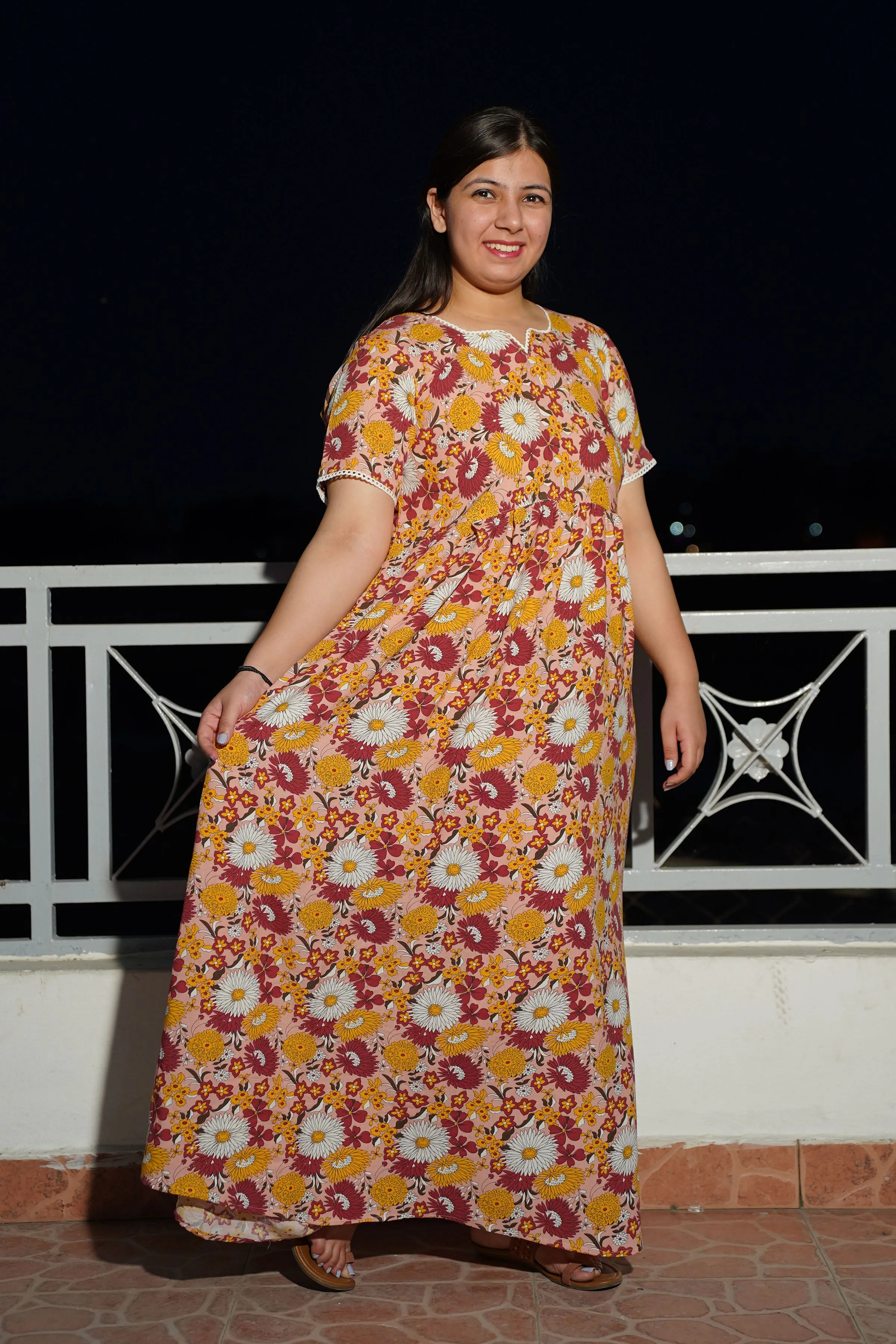 Floral Vibrance Rayon Night Gown