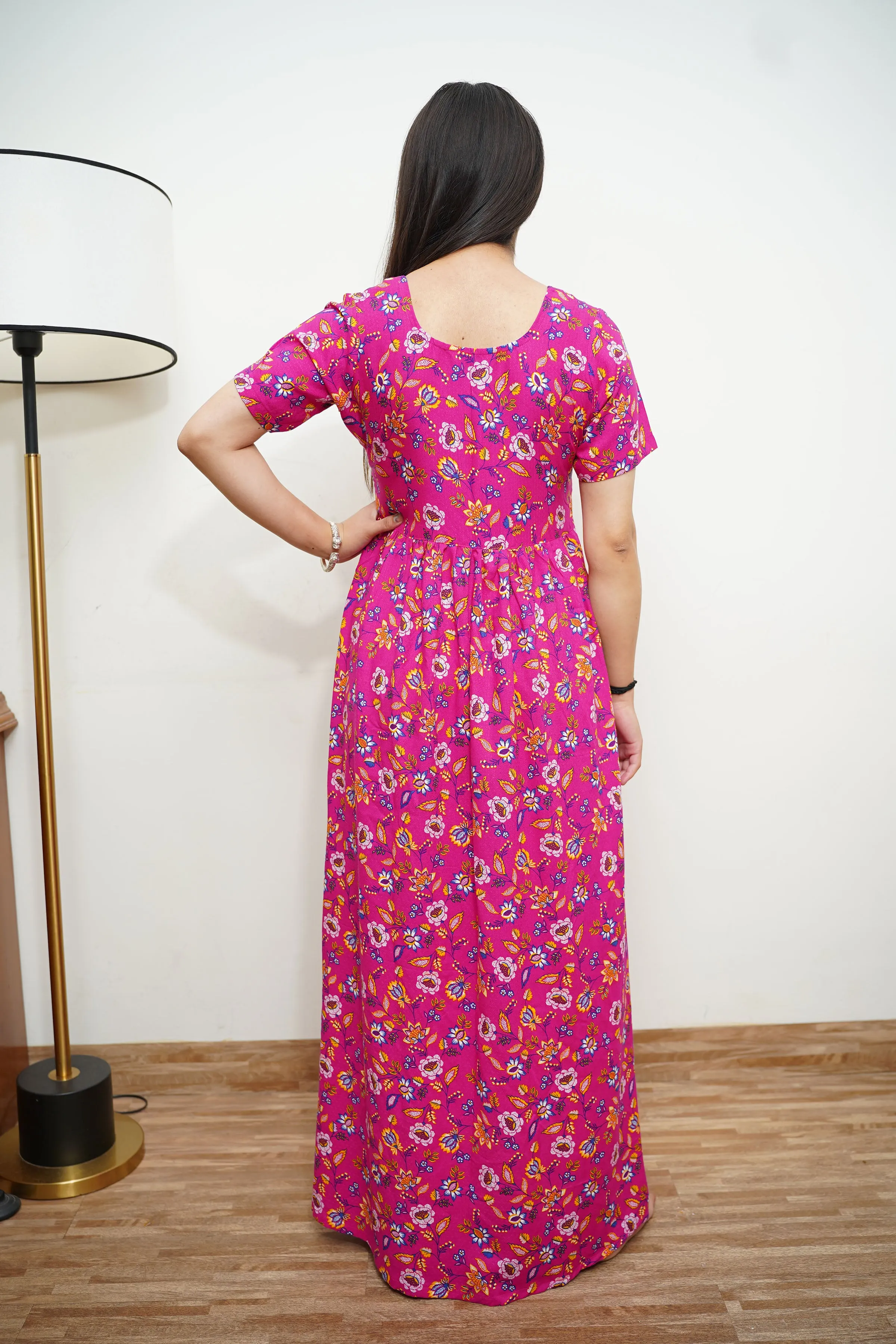 Fuchsia Floral Rayon Night Gown