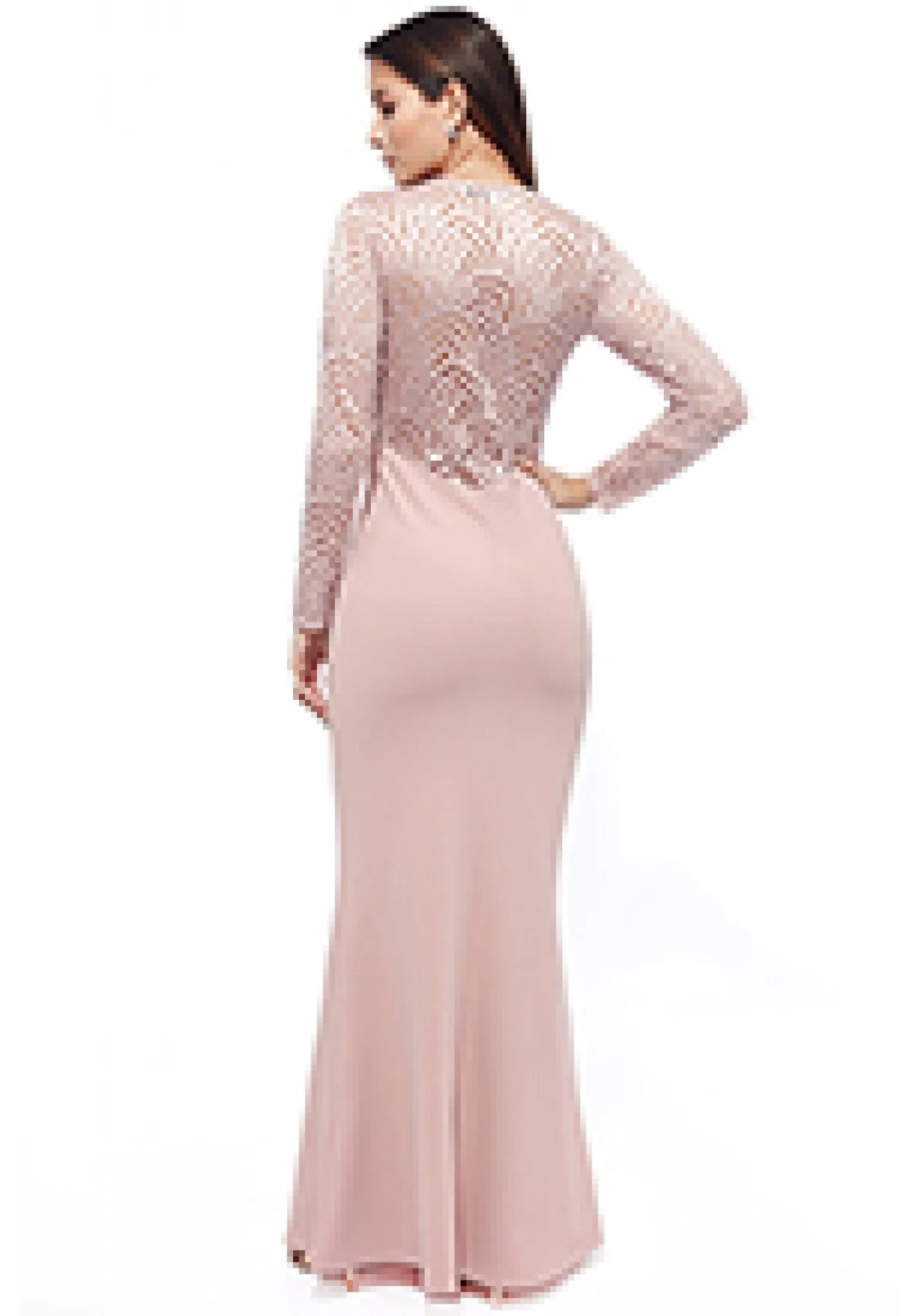 Goddiva Lace Back Full Sleeve Maxi Dress