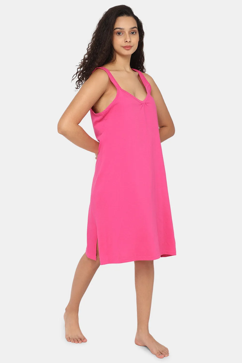 Intimacy Full Coverage Cotton 3/4th Night Slip - Nightwear