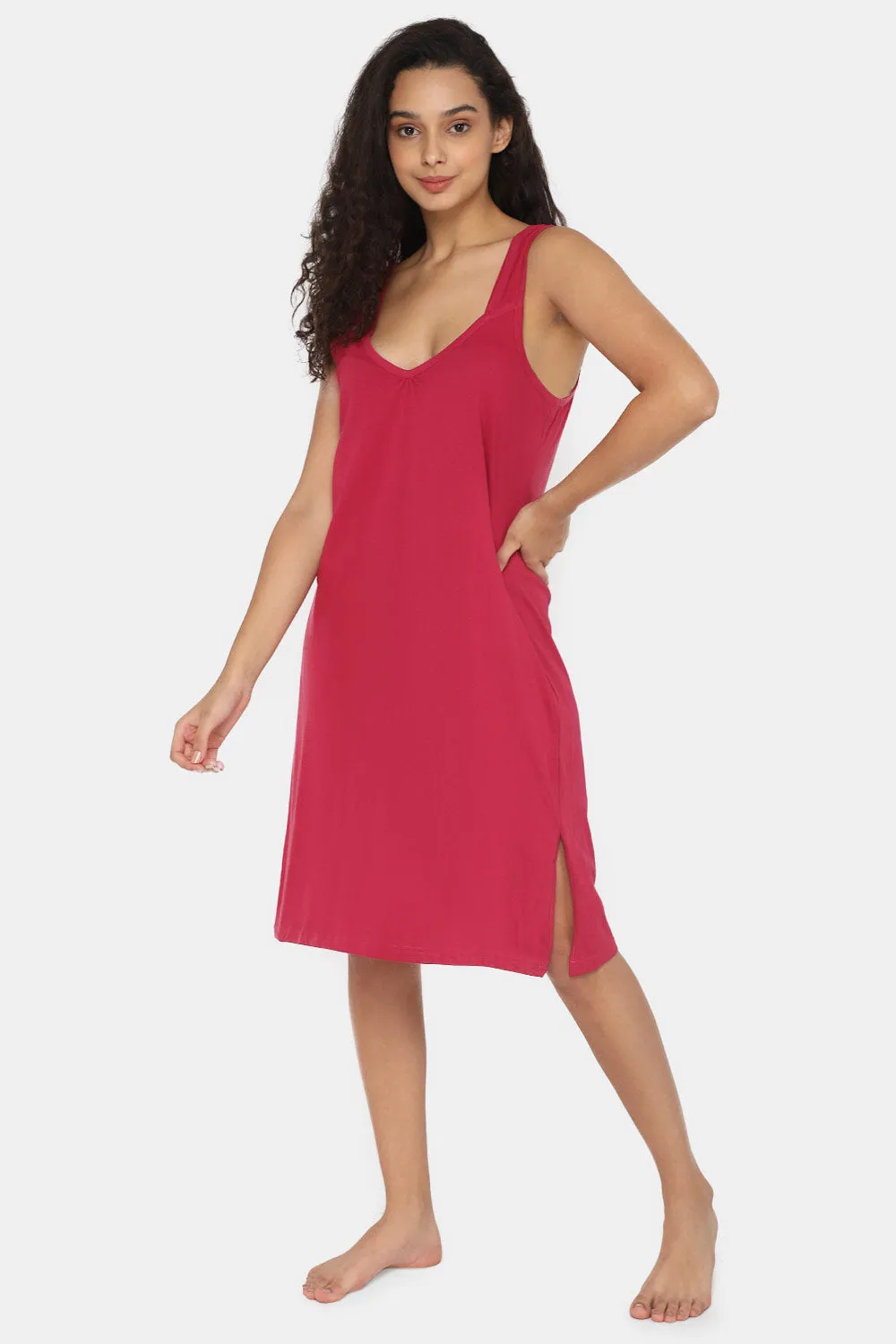 Intimacy Full Coverage Cotton 3/4th Night Slip - Nightwear