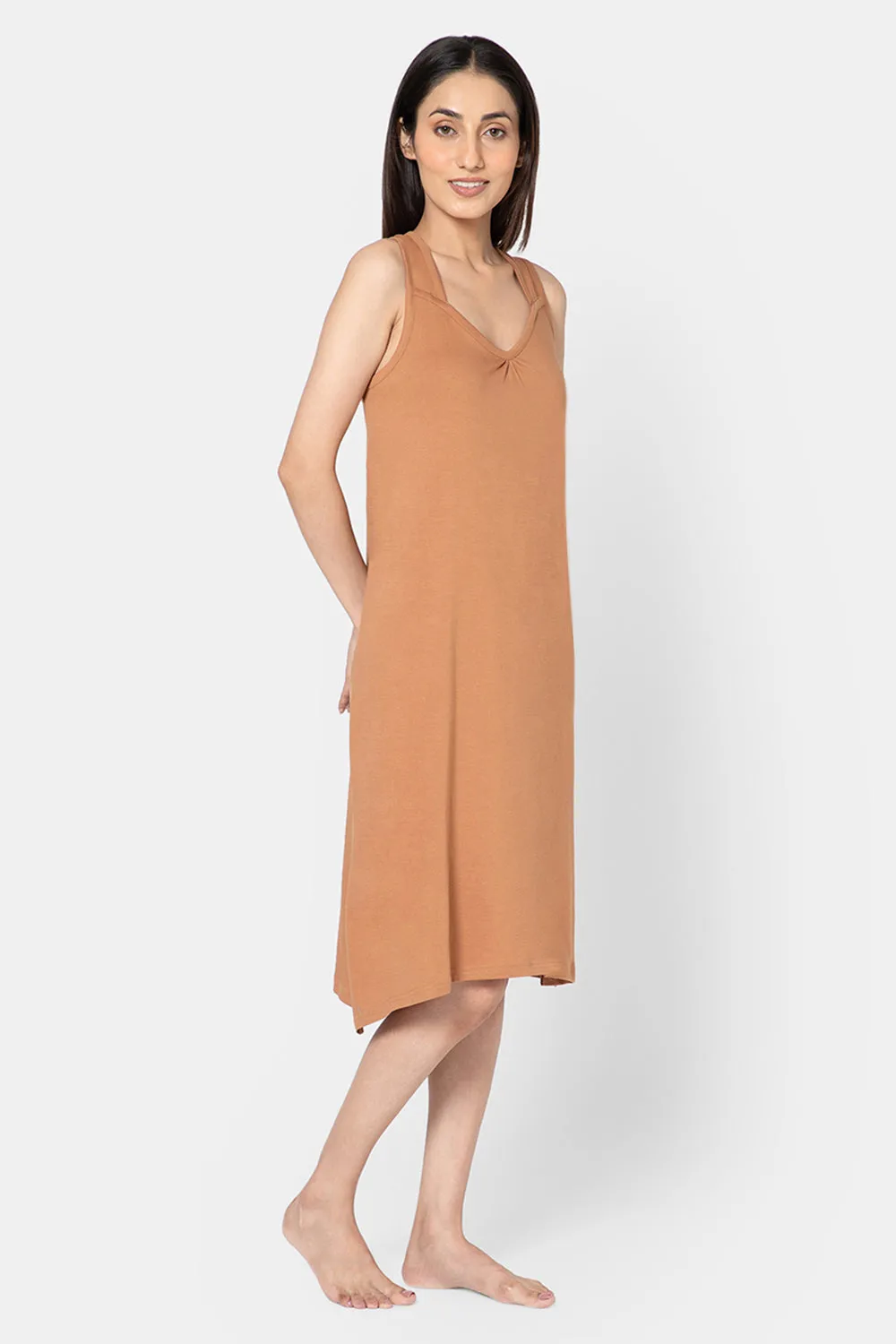 Intimacy Full Coverage Cotton 3/4th Night Slip - Nightwear