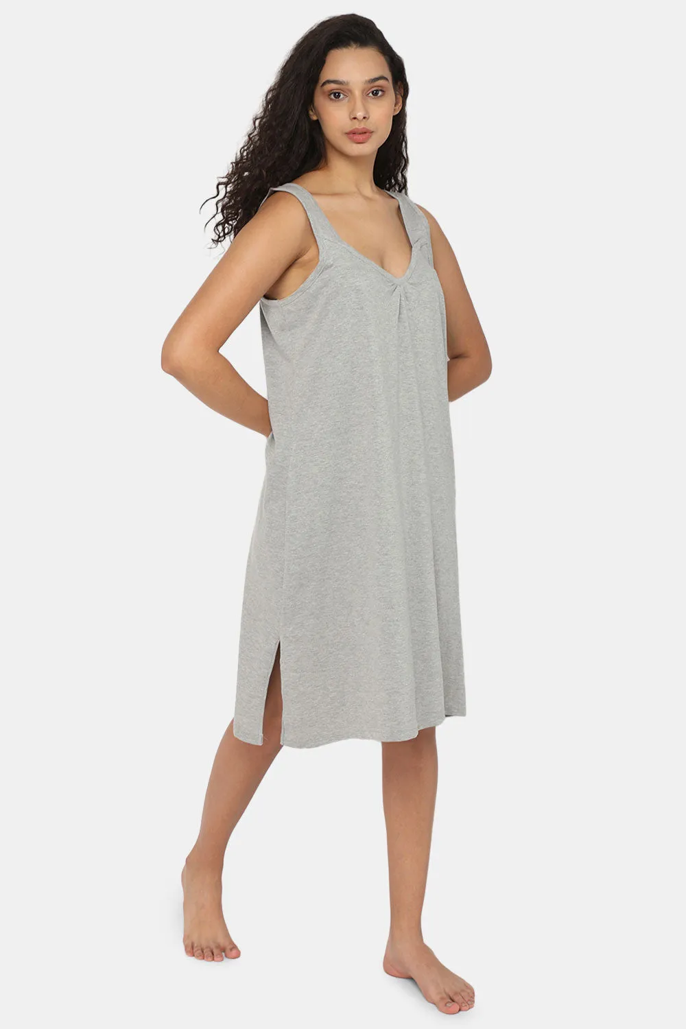 Intimacy Full Coverage Cotton 3/4th Night Slip - Nightwear