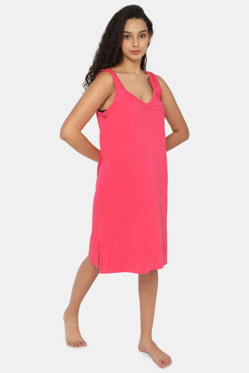 Intimacy Full Coverage Cotton 3/4th Night Slip - Nightwear