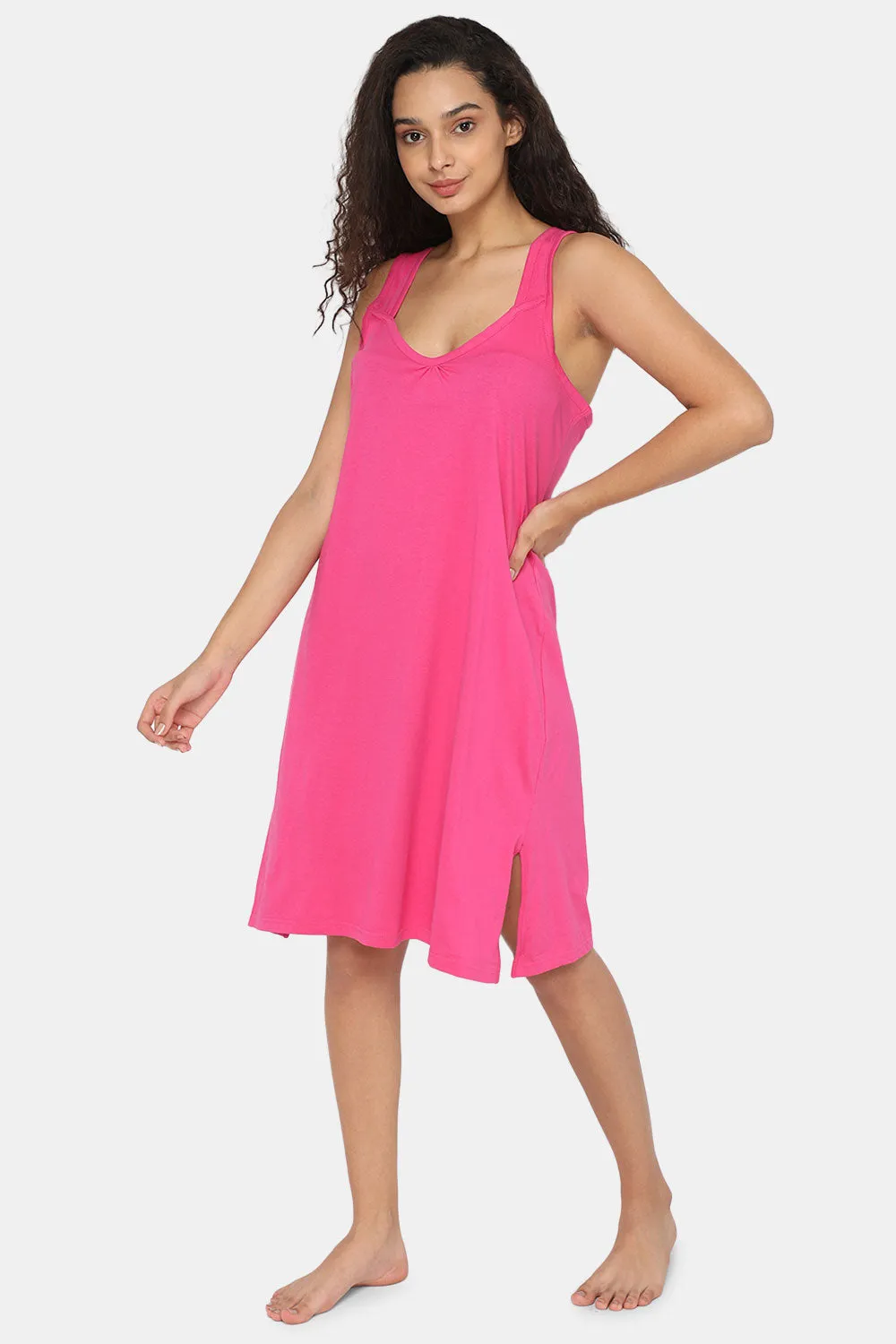 Intimacy Full Coverage Cotton 3/4th Night Slip - Nightwear