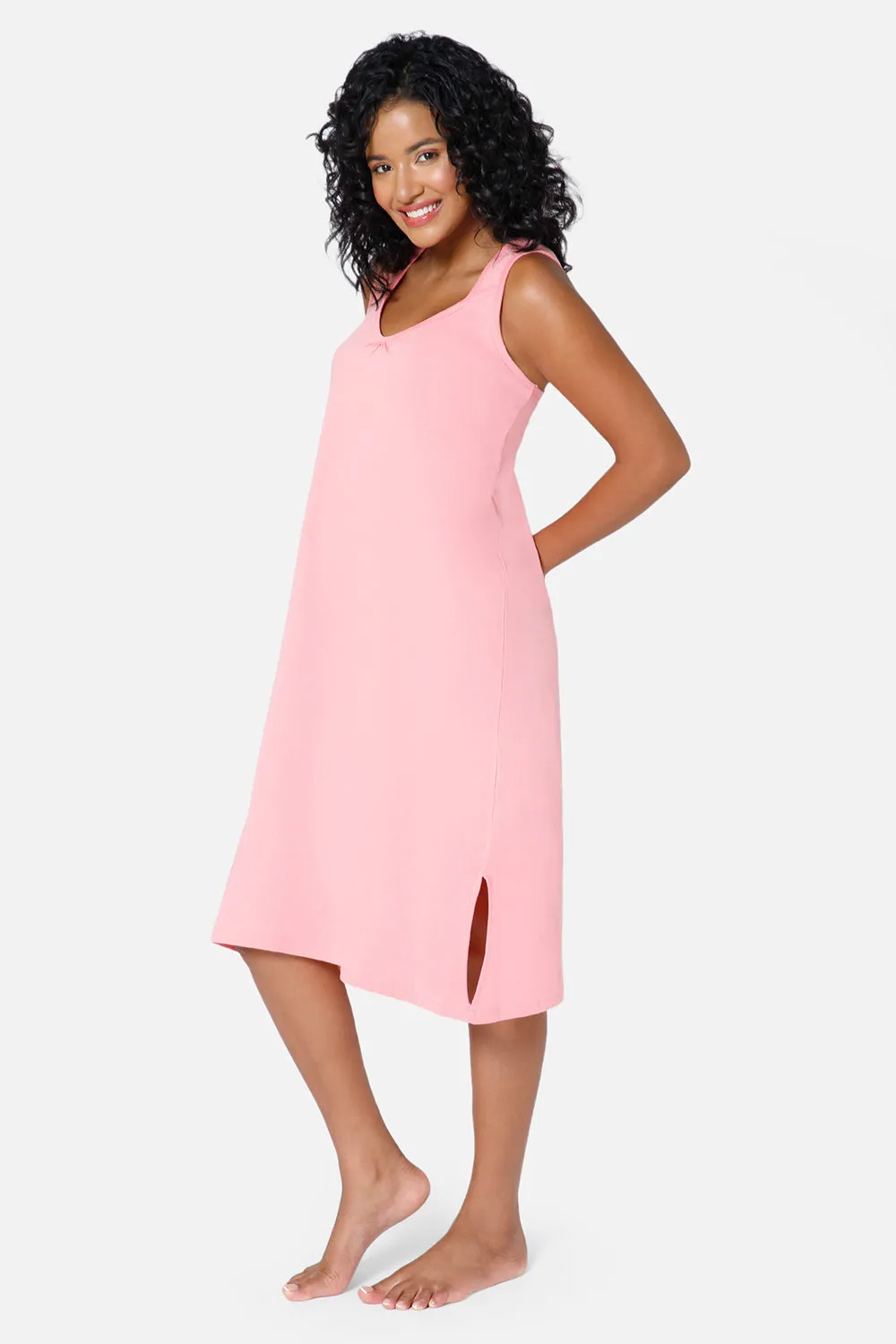 Intimacy Full Coverage Cotton 3/4th Night Slip - Nightwear