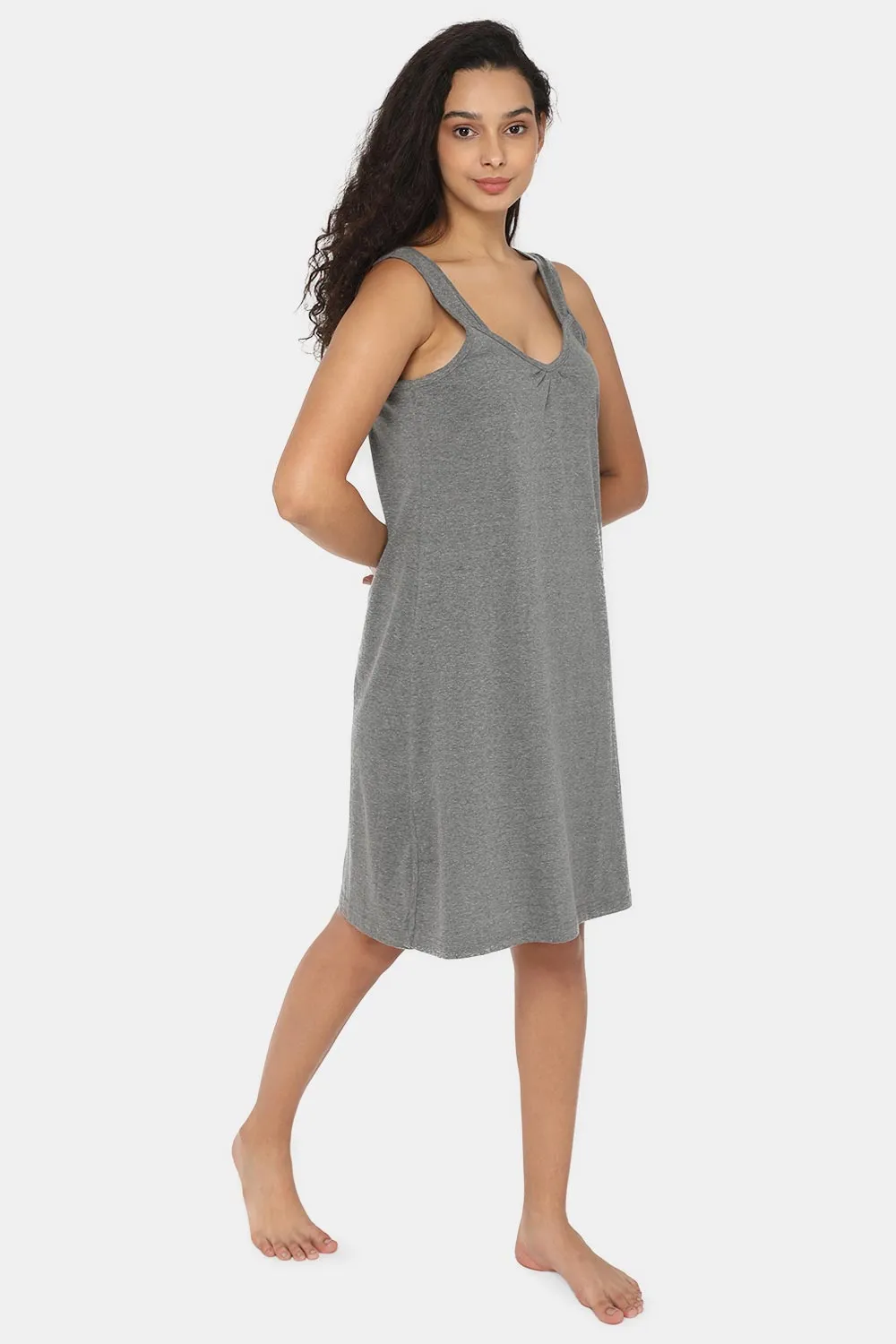 Intimacy Full Coverage Cotton 3/4th Night Slip - Nightwear