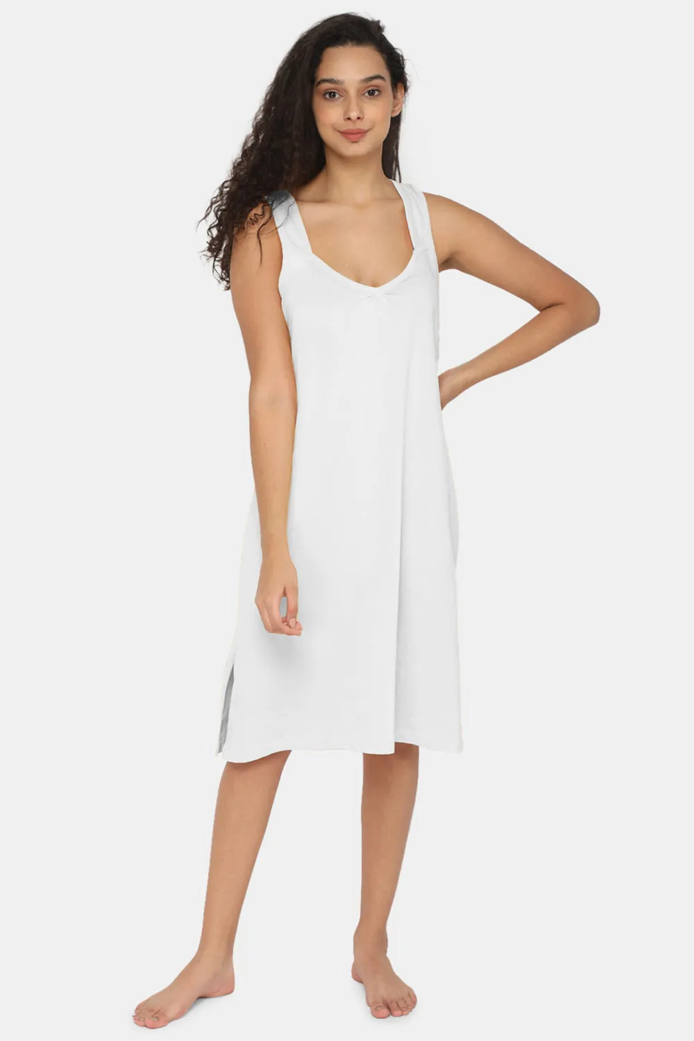 Intimacy Full Coverage Cotton 3/4th Night Slip - Nightwear