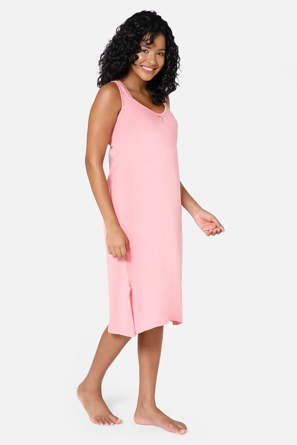 Intimacy Full Coverage Cotton 3/4th Night Slip - Nightwear