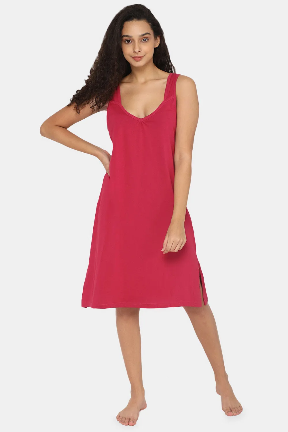 Intimacy Full Coverage Cotton 3/4th Night Slip - Nightwear