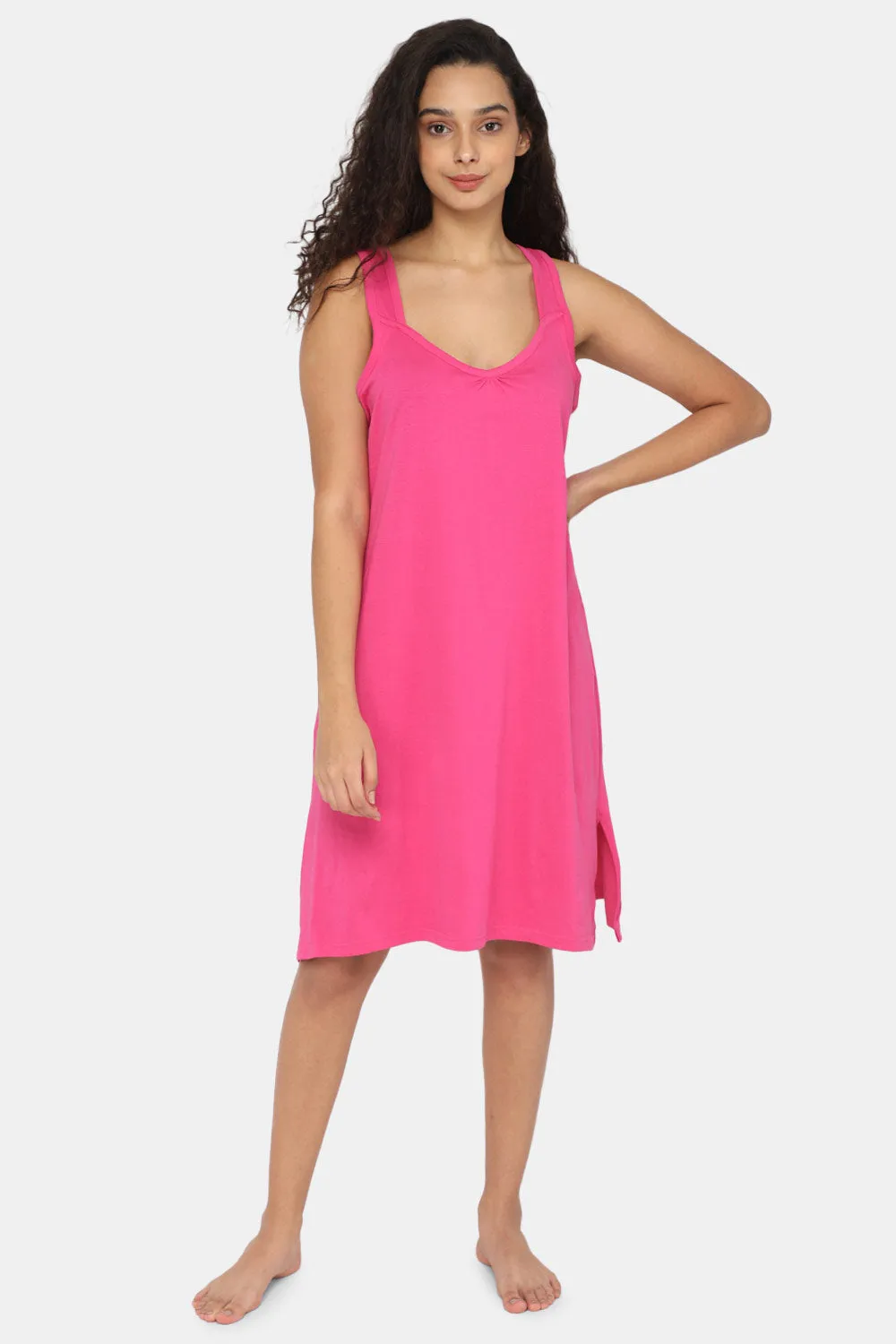 Intimacy Full Coverage Cotton 3/4th Night Slip - Nightwear