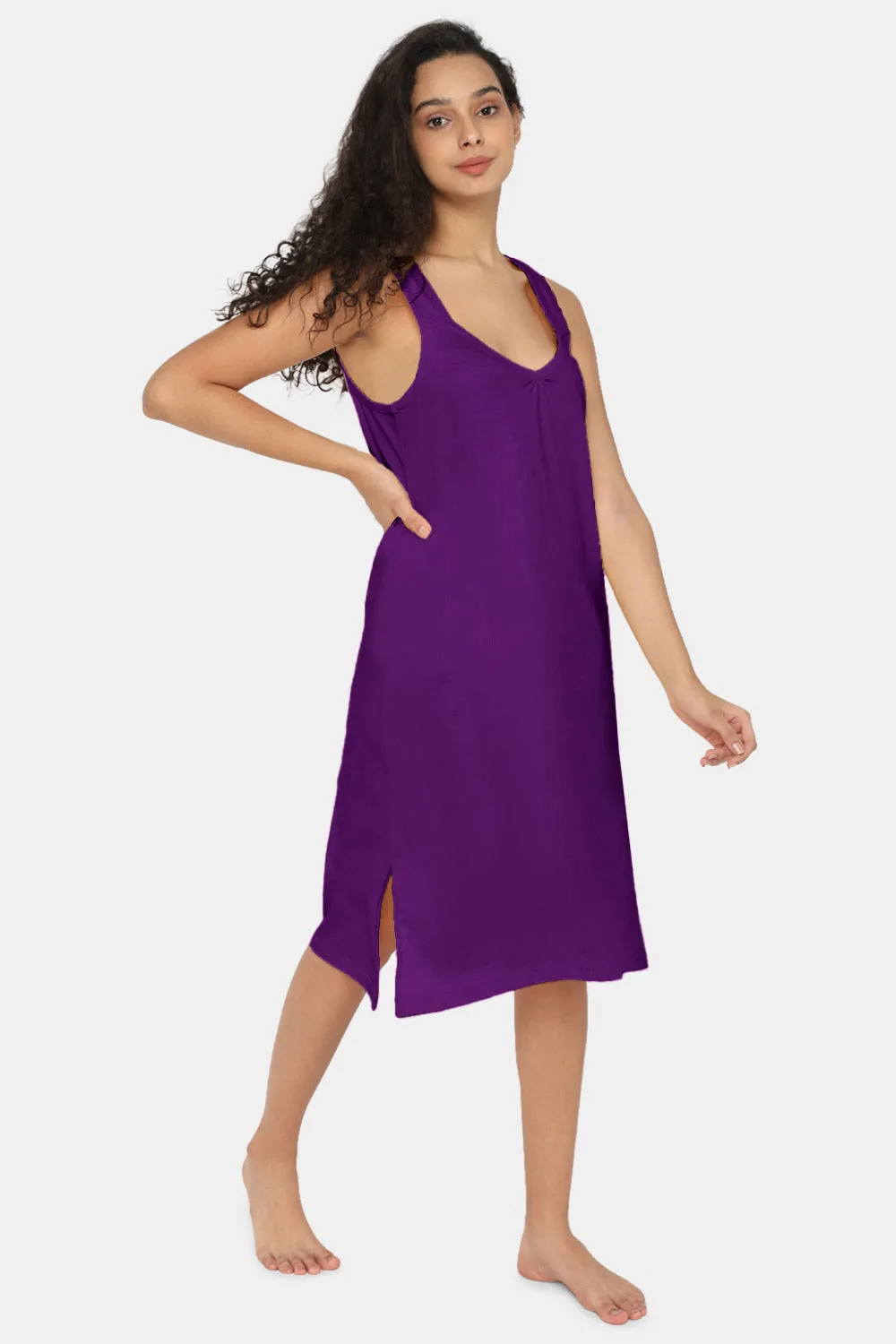 Intimacy Full Coverage Cotton 3/4th Night Slip - Nightwear