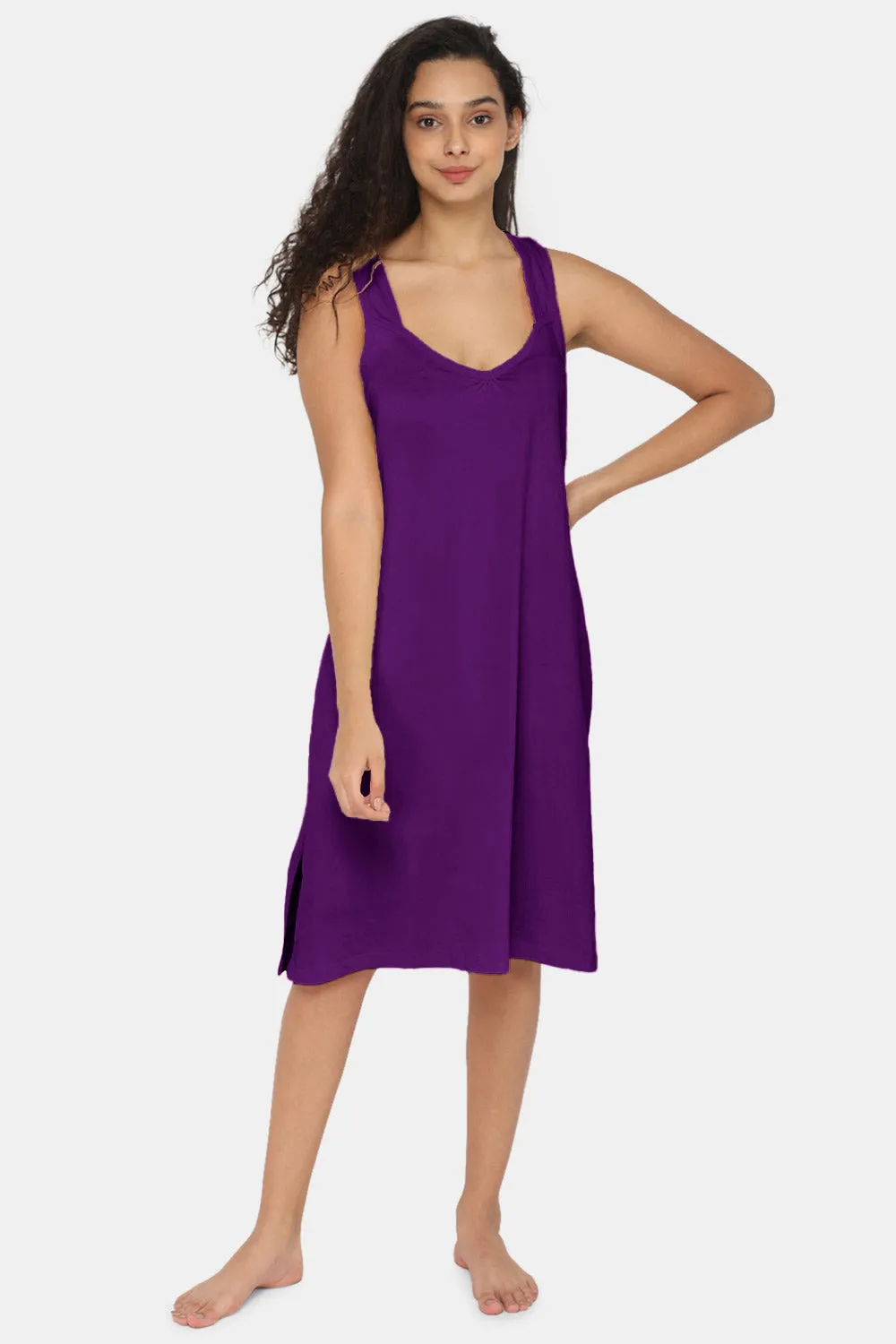 Intimacy Full Coverage Cotton 3/4th Night Slip - Nightwear