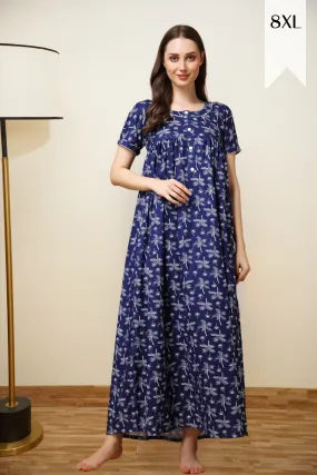 Palmy Indigo Cotton Night Gown