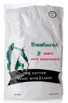 Seaboard Mens White Long Underpants 100% Cotton Pack of 2