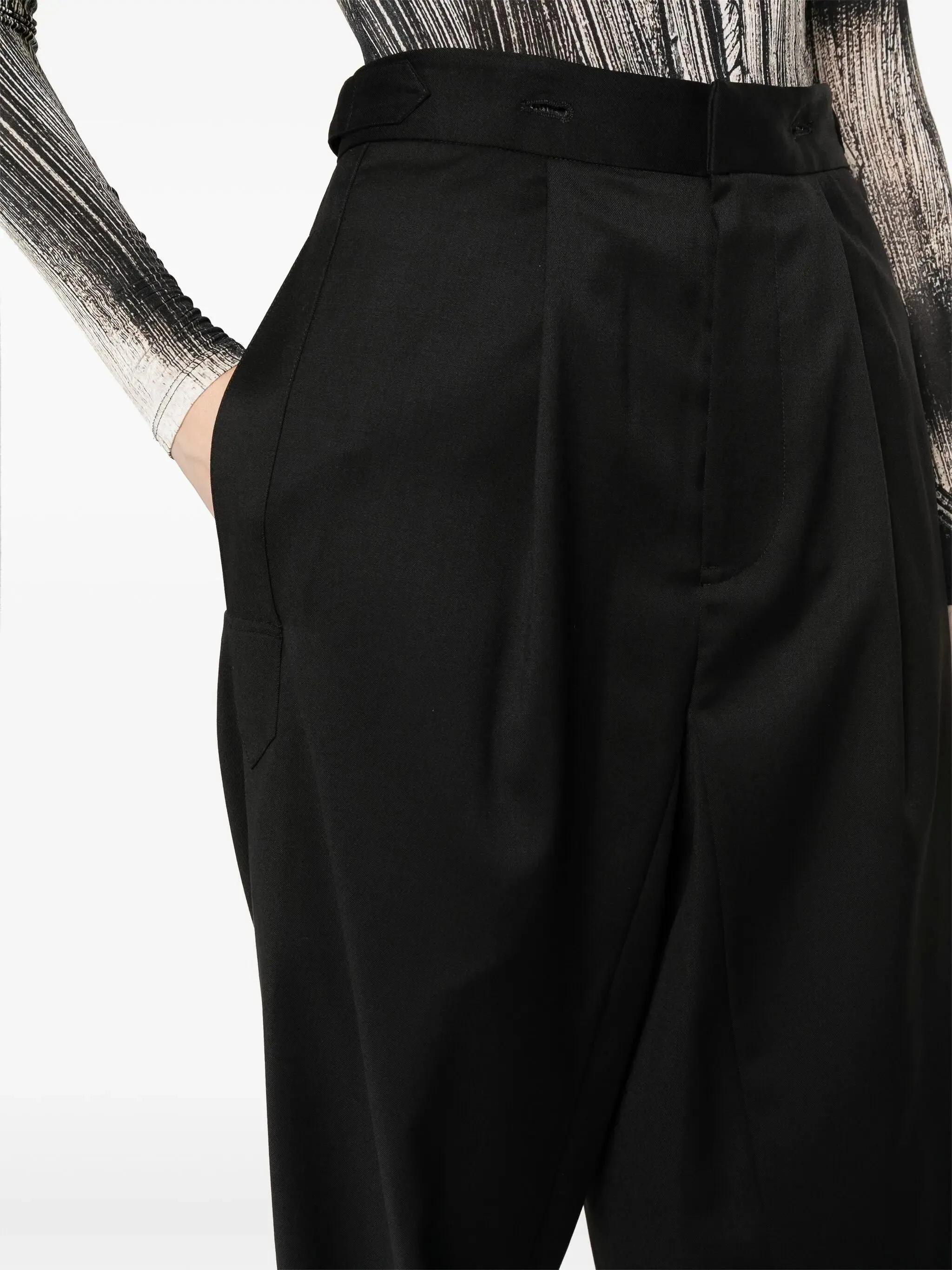 Women’s Button-Detail Corset High-Waist Black Pants